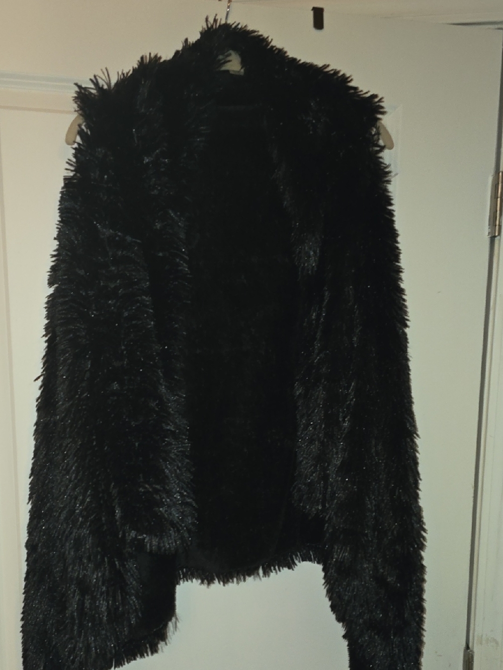 Kensie Black Faux Fur Teddy Coat